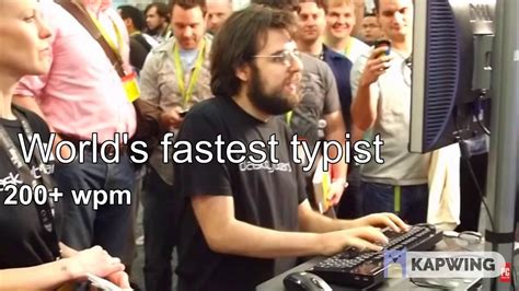 TIL that the fastest (english) typist in the world could maintain 150 words per minute with a max speed of 212 wpm. She also failed her high school typing class. ... One of the students is by the fastest typist I have ever seen, but his prep time is ridiculous. I have no idea what he is doing but he takes a good 5 minutes to get ready.